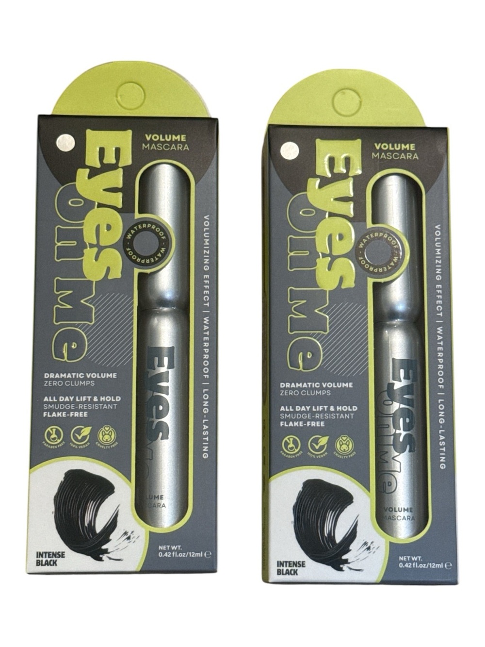 Eyes On Me Volume Mascara Set of 2 Intense Black Waterproof NIP